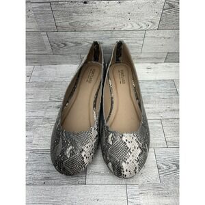 *WOMENS‎ PORTLAND BOOT COMPANY 'RUTHIE' SCALLOPED EDGE FLATS 8M FAUX SNAKE SKIN